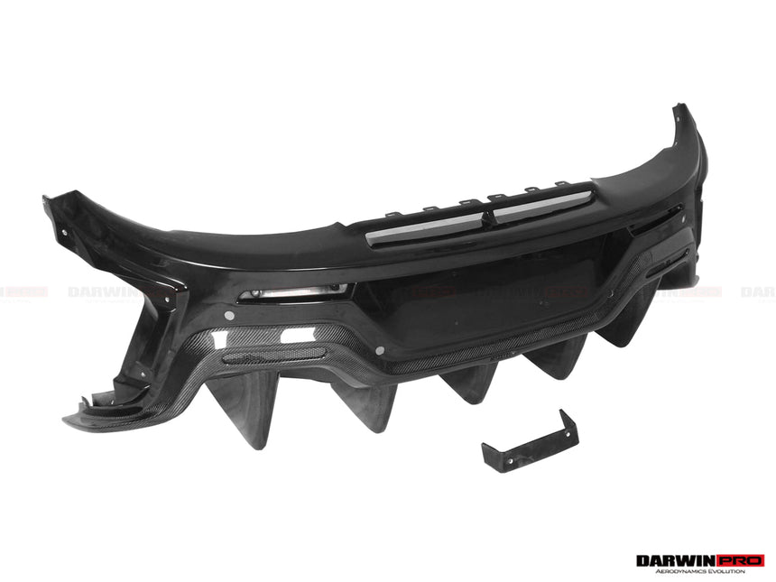 2015-2020 McLaren 540C/570S/570GT 600LT-Style Partial Carbon Fiber Rear Bumper with Diffuser and Trunk Spoiler and Engine Trunk and Exhaust