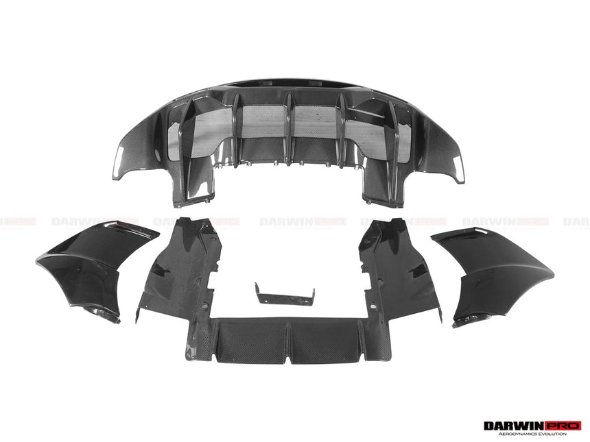 2015-2020 McLaren 540C/570S/570GT 600LT-Style Partial Carbon Fiber Rear Bumper with Diffuser and Trunk Spoiler and Engine Trunk and Exhaust