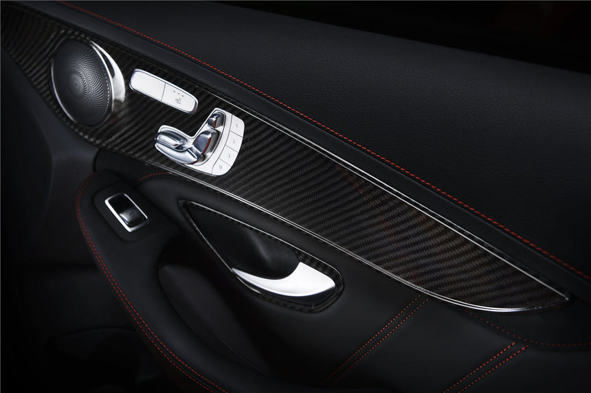 2015-2021 Mercedes Benz W205 C63/S AMG Sedan Carbon Fiber Interior Door Panel Trim Cover Strip