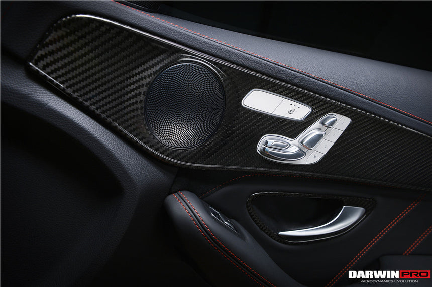 2015-2021 Mercedes Benz W205 C63/S AMG Sedan Carbon Fiber Interior Door Panel Trim Cover Strip