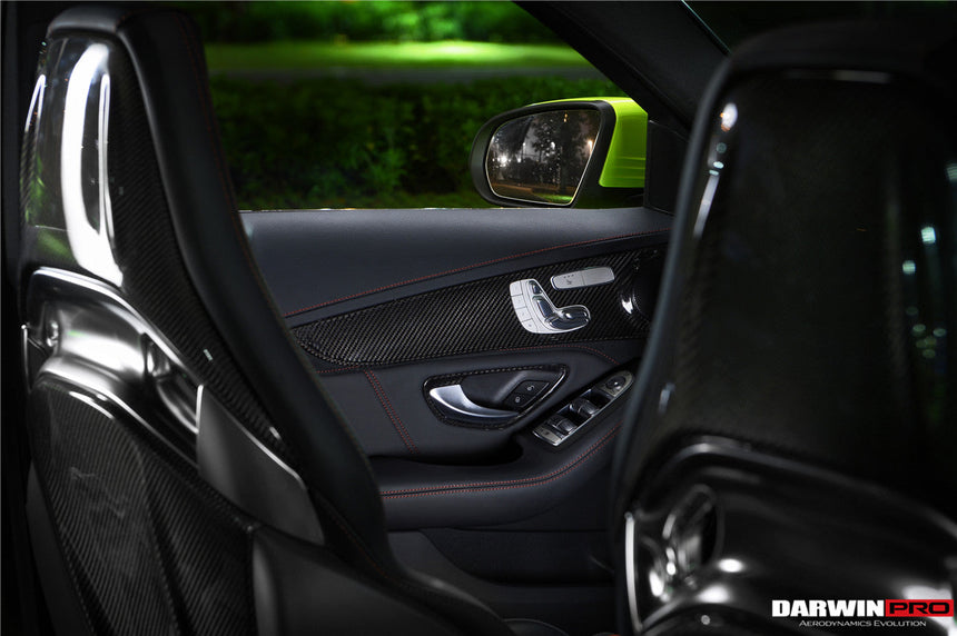 2015-2021 Mercedes Benz W205 C63/S AMG Sedan Carbon Fiber Interior Door Panel Trim Cover Strip