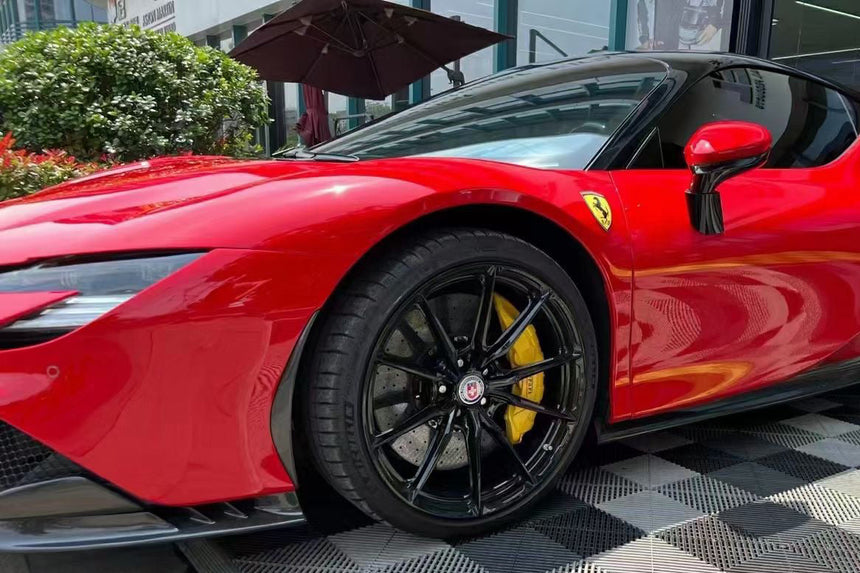 2020-UP Ferrari SF90 Stradale OE Style Autoclave Carbon Fiber Front Bumper Side Air Vents