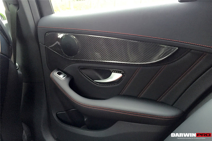 2015-2021 Mercedes Benz W205 C63/S AMG Sedan Carbon Fiber Interior Door Panel Trim Cover Strip