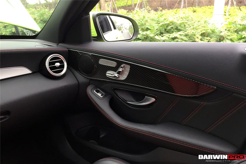 2015-2021 Mercedes Benz W205 C Class GLC X253 Carbon Fiber Interior Door Handle Cover Trim