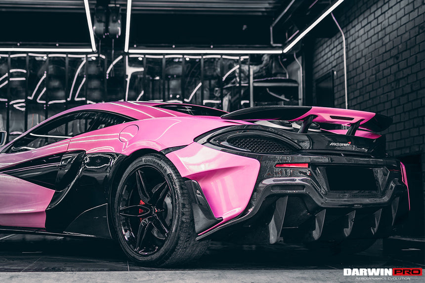 2015-2020 McLaren 540C/570S/570GT 600LT-Style Partial Carbon Fiber Rear Bumper with Diffuser and Trunk Spoiler and Engine Trunk and Exhaust
