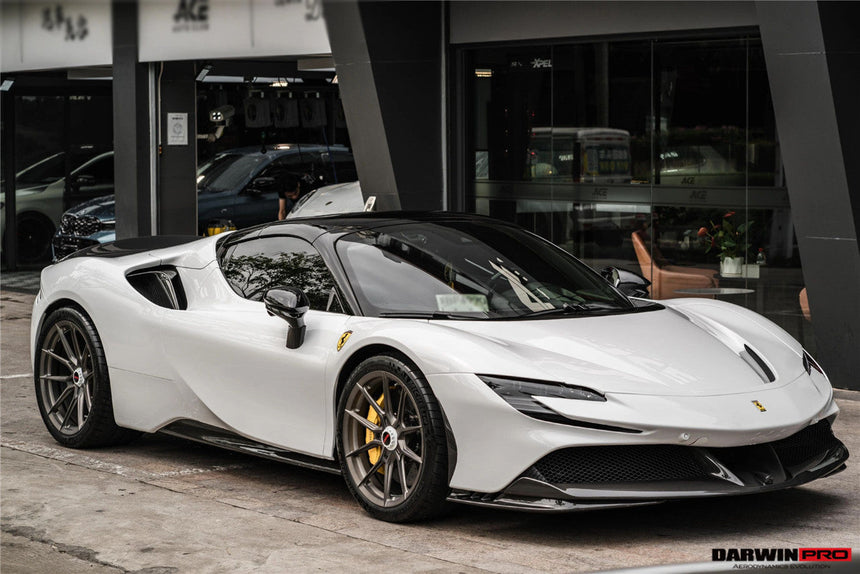 2020-UP Ferrari SF90 Stradale OE Style Autoclave Carbon Fiber Front Bumper Side Splitter