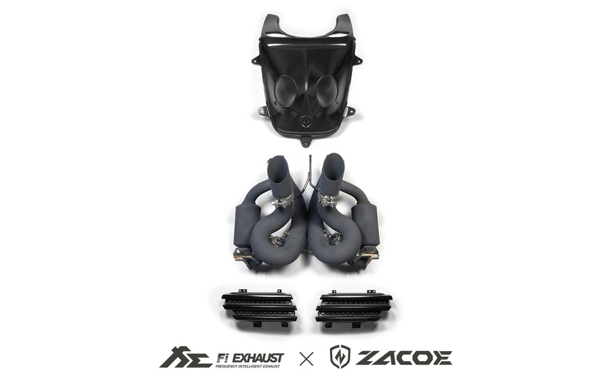 McLaren 650S Dry Carbon Fiber Fiber Volcano Conversion Kit Hood & Exhaust   - Zacoe