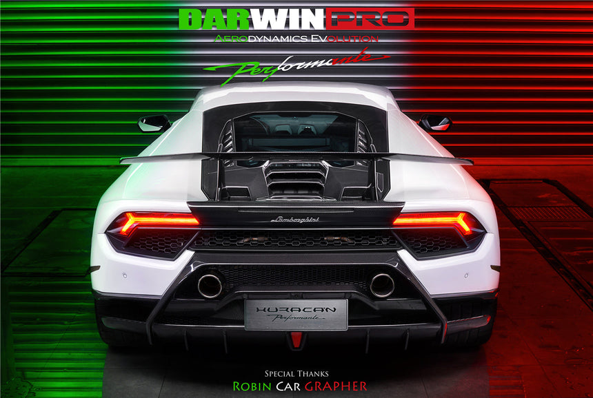 2015-2020 Lamborghini Huracan LP610/LP580 Performante Style Carbon Trunk Spoiler and Engine Hood