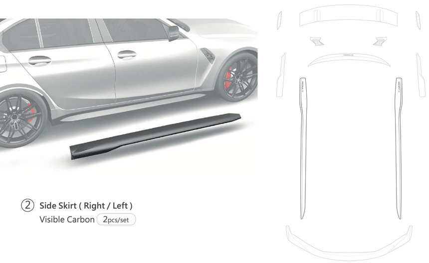 BMW M3 - G80 Dry Carbon Fiber Side Skirts - Zacoe