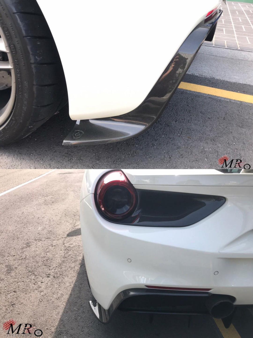 Ferrari 488 GTB Chitu Dry Carbon Fiber Rear Side Flaps - Zacoe