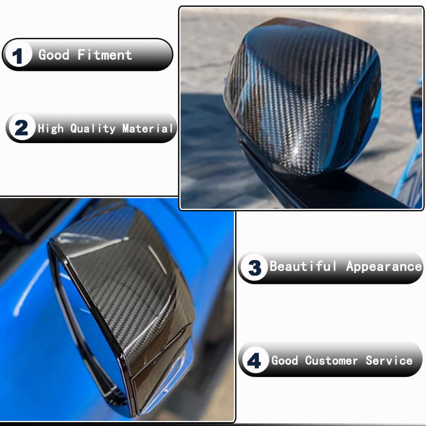 For Chevrolet Corvette C8 2-Door 20-22 Replacement Style Dry Carbon Fiber Mirror Covers Side Rearview Mirror Cover Caps Pair