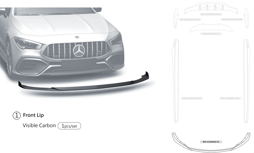 Mercedes CLA45 S Dry Carbon Fiber Front Lip - Zacoe