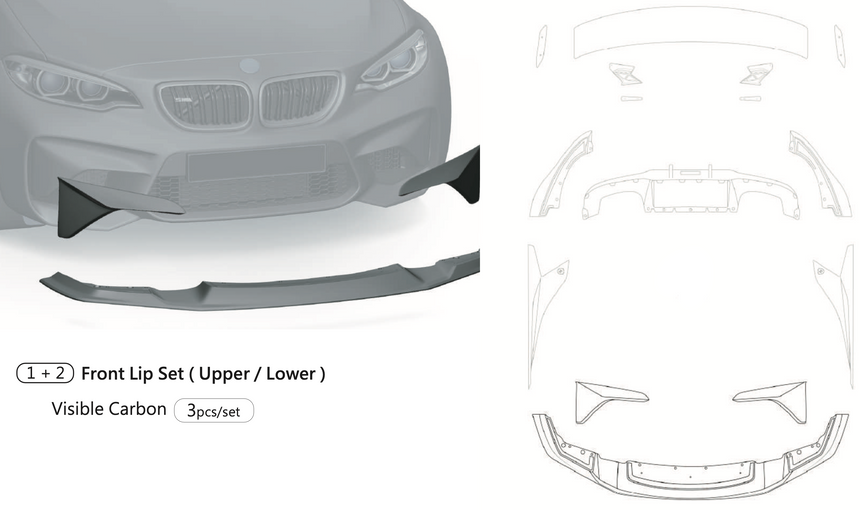 BMW M2 - F87 Dry Carbon Fiber Front Lip - Zacoe