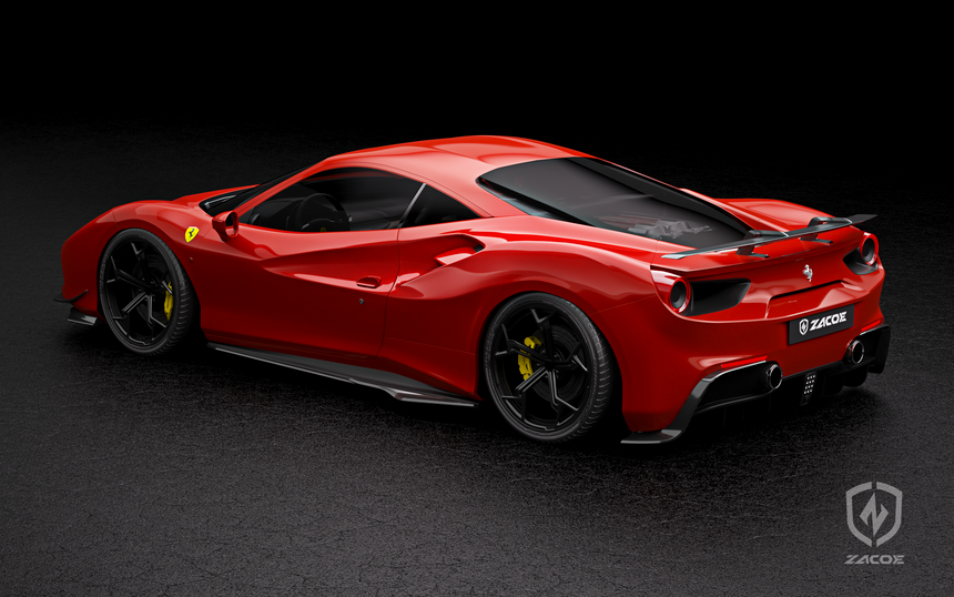 Ferrari 488 GTB Chitu Dry Carbon Fiber Diffuser - Zacoe