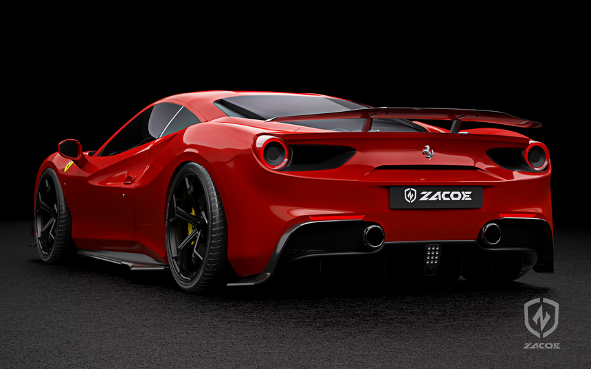 Ferrari 488 GTB Chitu Dry Carbon Fiber Diffuser - Zacoe