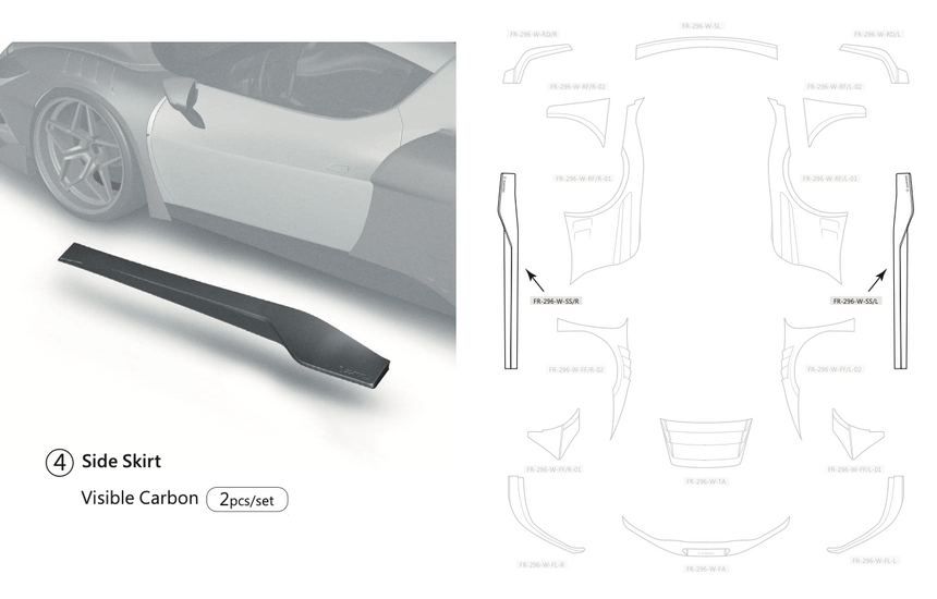 Ferrari 296GTB Dry Carbon Fiber Full Wide Bodykit - Zacoe