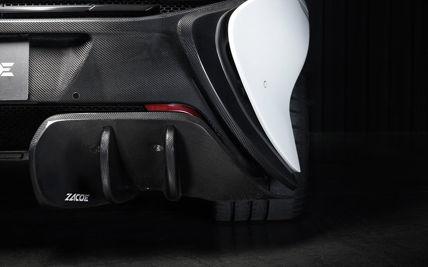 McLaren 650S Dry Carbon Fiber Fiber Rear Diffuser Lower With Blade Set - Zacoe