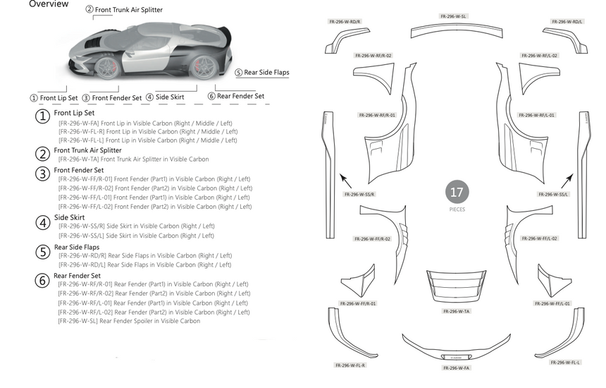 Ferrari 296GTB Dry Carbon Fiber Full Wide Bodykit - Zacoe