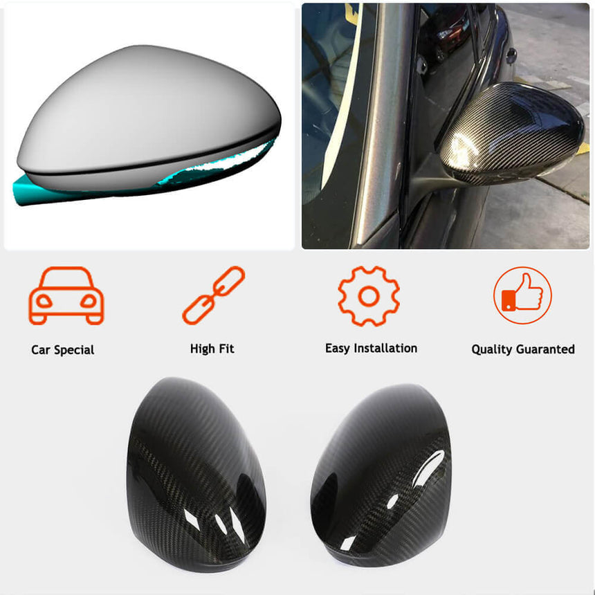 Alfa Romeo Giulia 952 Dry Carbon Fiber Add-on Side Rearview Mirror Cover Caps Pair