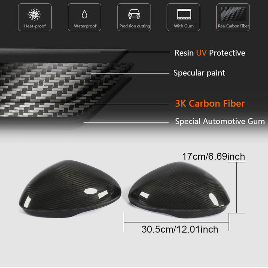 Alfa Romeo Giulia 952 Dry Carbon Fiber Add-on Side Rearview Mirror Cover Caps Pair