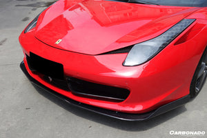 2010-2015 Ferrari 458 Italia and Spider Carbon Fiber Front Lip Carbonado (AV)