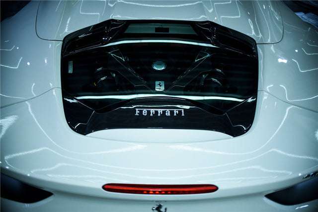 2015-2019 Ferrari Autoclave Carbon Fiber Engine Hood With Glass Carbonado (CPO) | Fits: 488 Spider, Pista Spider