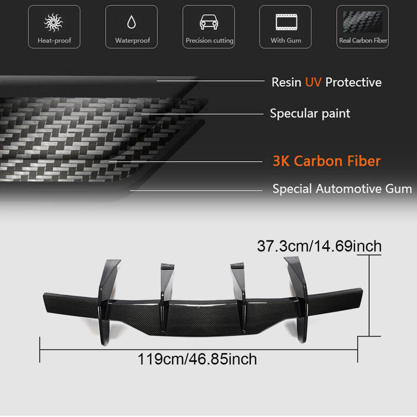 Chevrolet Corvette C8 Carbon Fiber Rear Bumper Diffuser Valance Lip