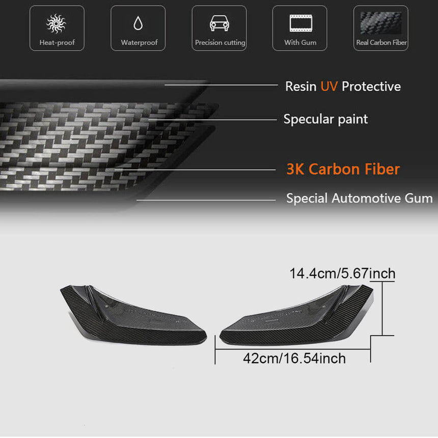 Chevrolet Corvette C8 Stingray Carbon Fiber Rear Bumper Splitter Canard Apron Winglets Flaps