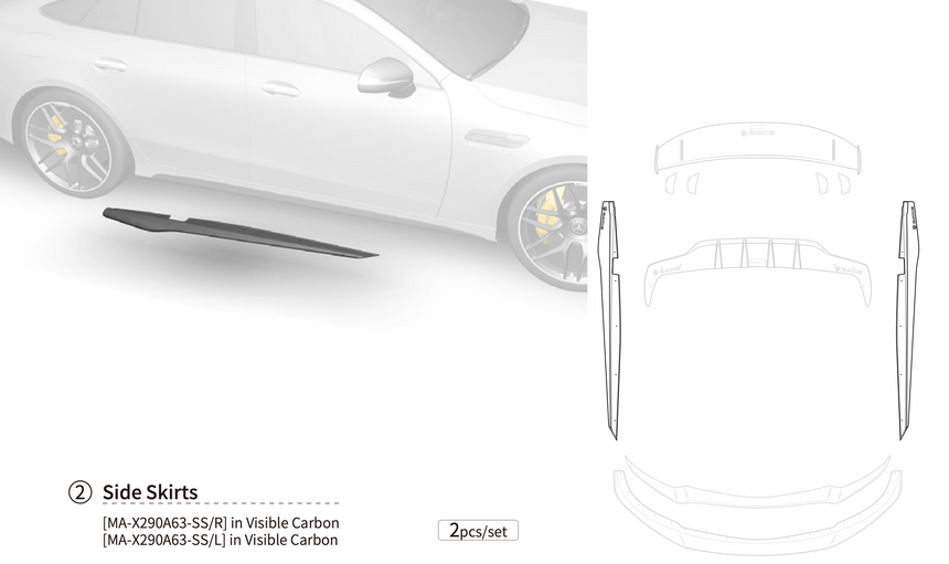 Mercedes GT63 AMG Dry Carbon Fiber Side Skirts - Zacoe