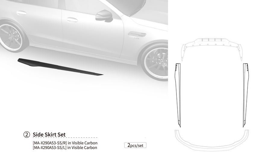 Mercedes-Benz GT43/GT53 AMG Dry Carbon Fiber Side Skirts - Zacoe