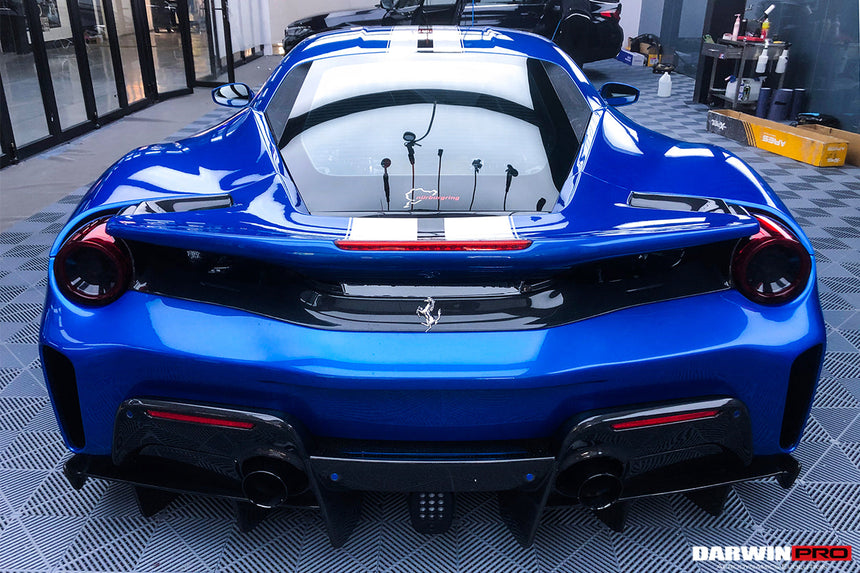 2015-2020 Ferrari 488 Spider Pista Style Carbon Fiber Rear Bumper And Wing
