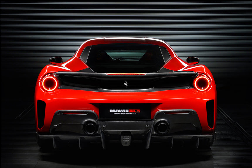 2015-2020 Ferrari 488 GTB Pista Style Carbon Fiber Rear Bumper And Wing