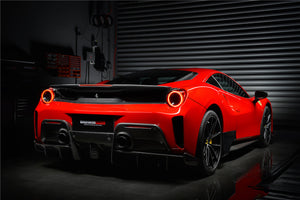 2015-2020 Ferrari 488 GTB Pista Style Carbon Fiber Rear Bumper And Wing