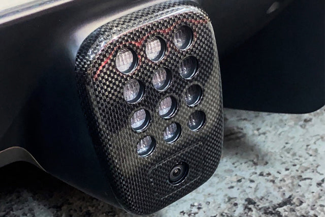 DarwinPRO 2015-2020 Ferrari 488 GTB & Spider Dry Carbon Fiber Rear Black Light Cover with Camera Hole