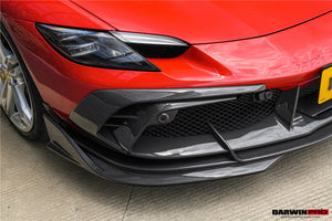 DarwinPRO 2022-2026 Ferrari 296 GTB  GTS Type F171 iMP Carbon Fiber Front Bumper Lip Splitter With Camera holes