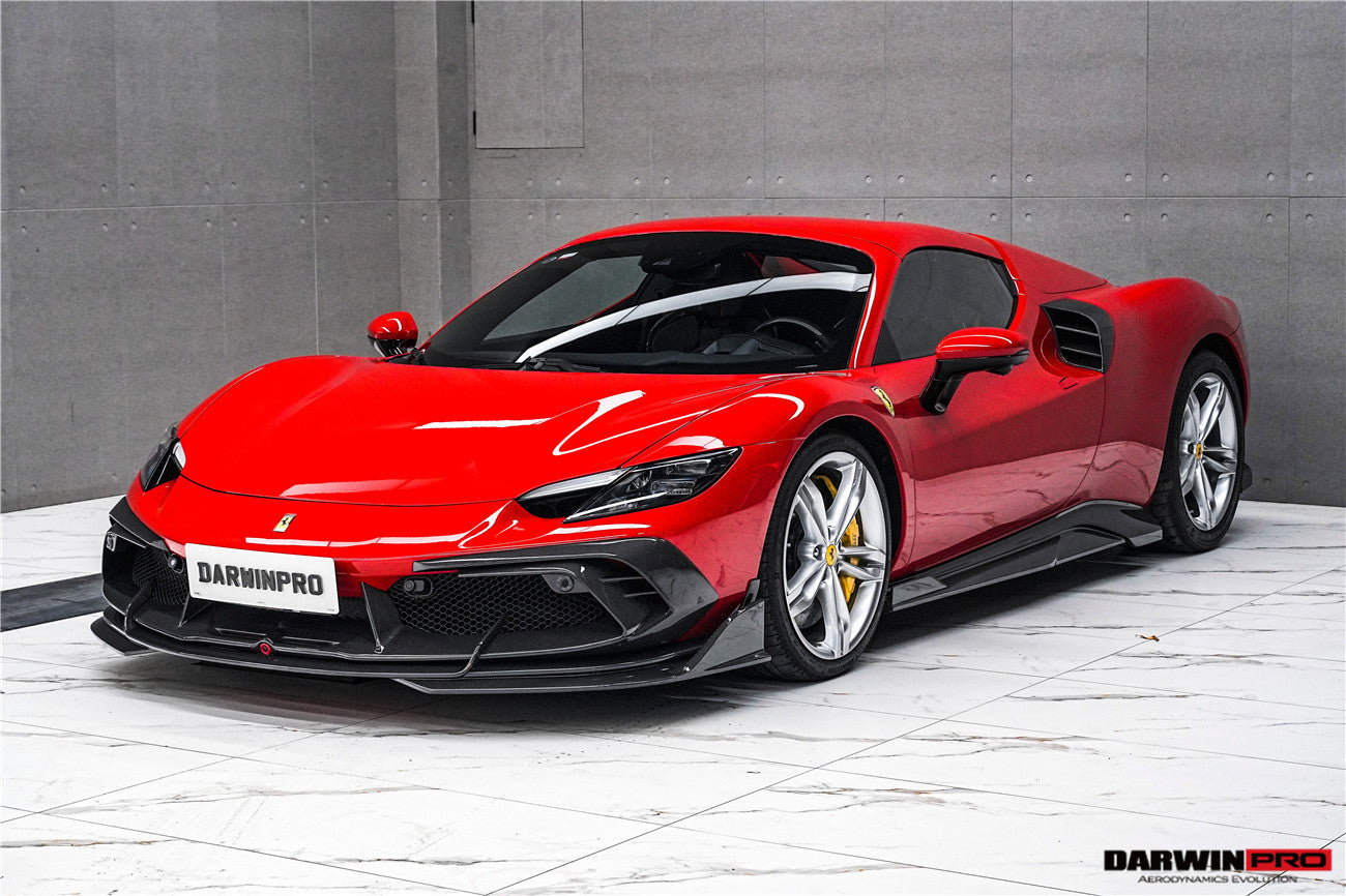 DarwinPRO 2022-2026 Ferrari 296 GTB  GTS Type F171 iMP Carbon Fiber Front Bumper Lip Splitter With Camera holes
