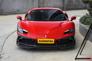 DarwinPRO 2022-2026 Ferrari 296 GTB  GTS Type F171 iMP Carbon Fiber Front Bumper Lip Splitter With Camera holes