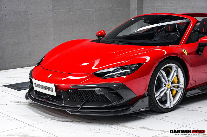 DarwinPRO 2022-2026 Ferrari 296 GTB  GTS Type F171 iMP Carbon Fiber Front Bumper Lip Splitter With Camera holes