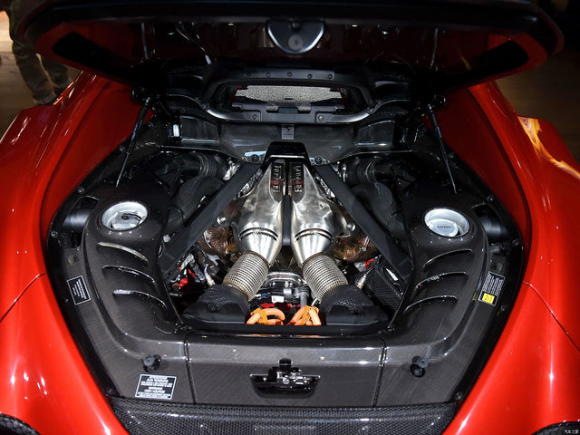 2022-2026 Ferrari 296 GTB (Type F171) OE Style Dry Carbon Fiber Engine Bay Panel Replacement Kits 4pcs