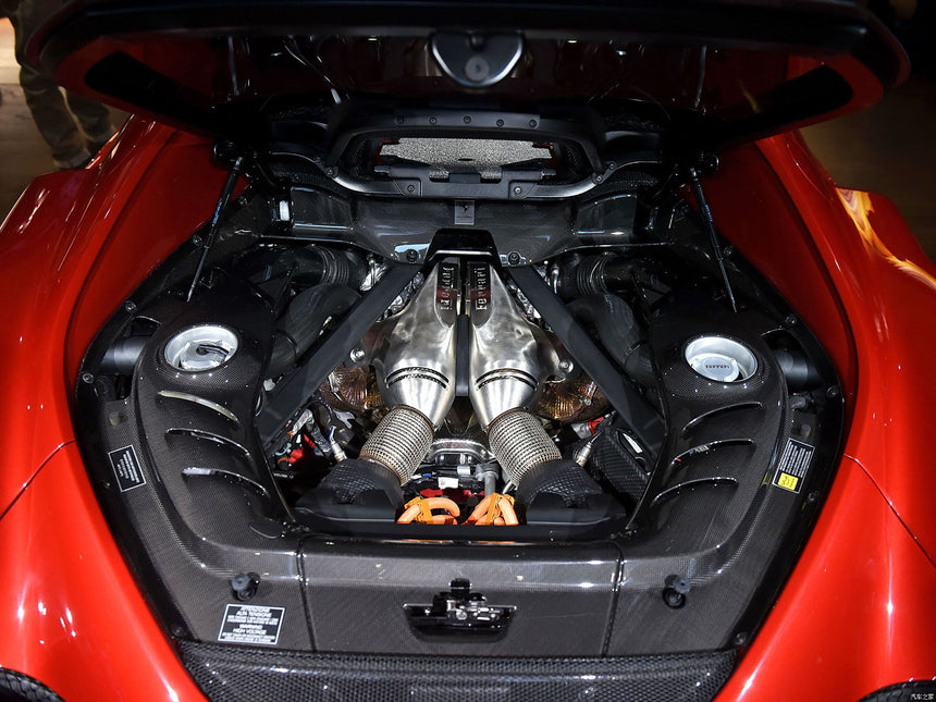2022-2026 Ferrari 296 GTB (Type F171) OE Style Dry Carbon Fiber Engine Bay Panel Replacement Kits 4pcs