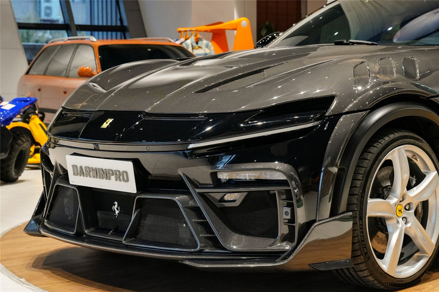 2023-UP Ferrari Purosangue F175 Partial Carbon Fiber Front Bumper And Hood DarwinPRO iMP Design