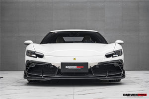 DarwinPRO 2022-2026 Ferrari 296 GTB & GTS Type F171 iMP Style Carbon Fiber Front Bumper Lip Splitter