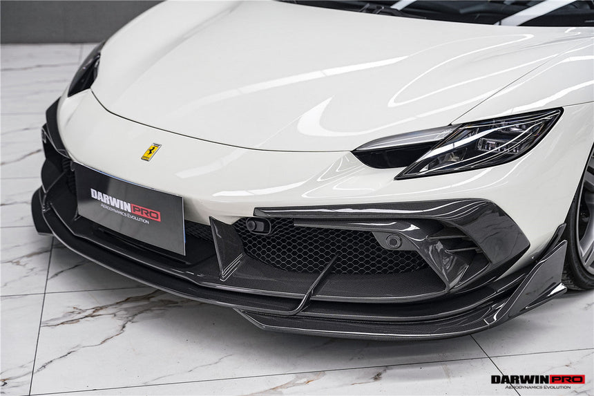 DarwinPRO 2022-2026 Ferrari 296 GTB & GTS Type F171 iMP Style Carbon Fiber Front Bumper Lip Splitter
