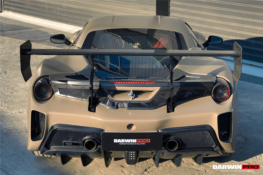 2015-2020 Ferrari 488 GTB Challenge Evo Modena Style Rear Bumper With Deck Lid Wing & Diffuser & Wing