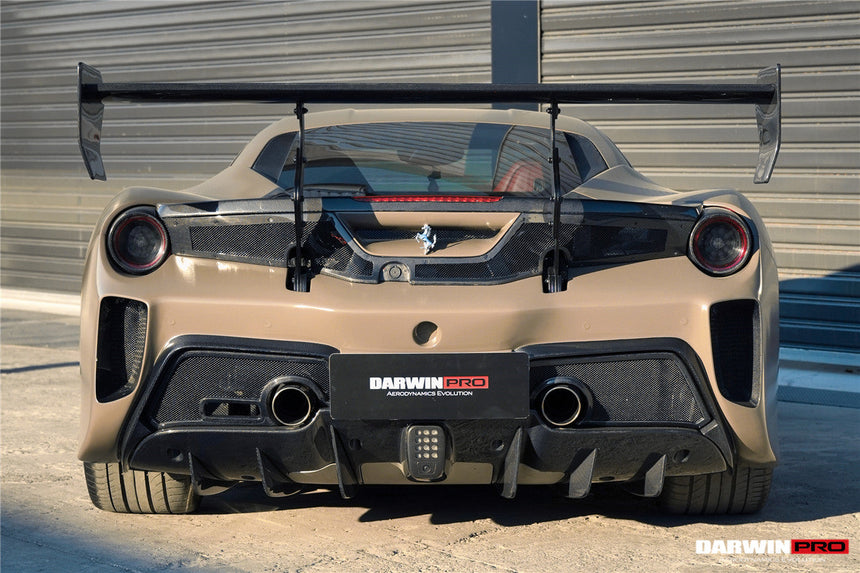 2015-2020 Ferrari 488 GTB Challenge Evo Modena Style Rear Bumper With Deck Lid Wing & Diffuser