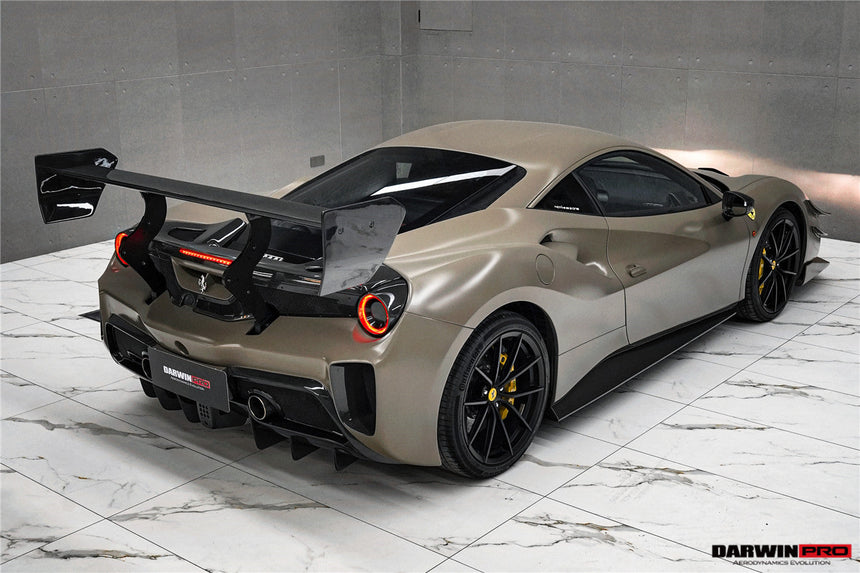 2015-2020 Ferrari 488 GTB Challenge Evo Modena Style Rear Bumper With Deck Lid Wing & Diffuser & Wing