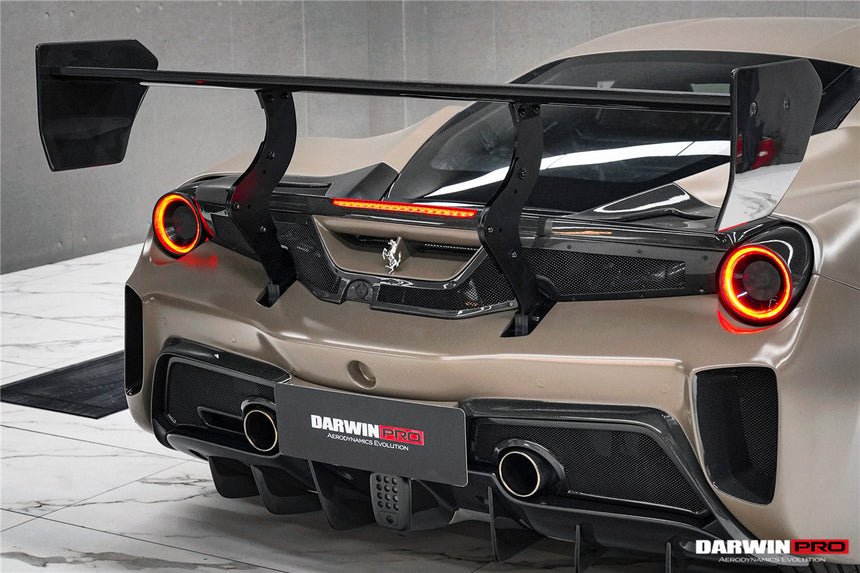 2015-2020 Ferrari 488 GTB Challenge Evo Modena Style Rear Bumper With Deck Lid Wing & Diffuser