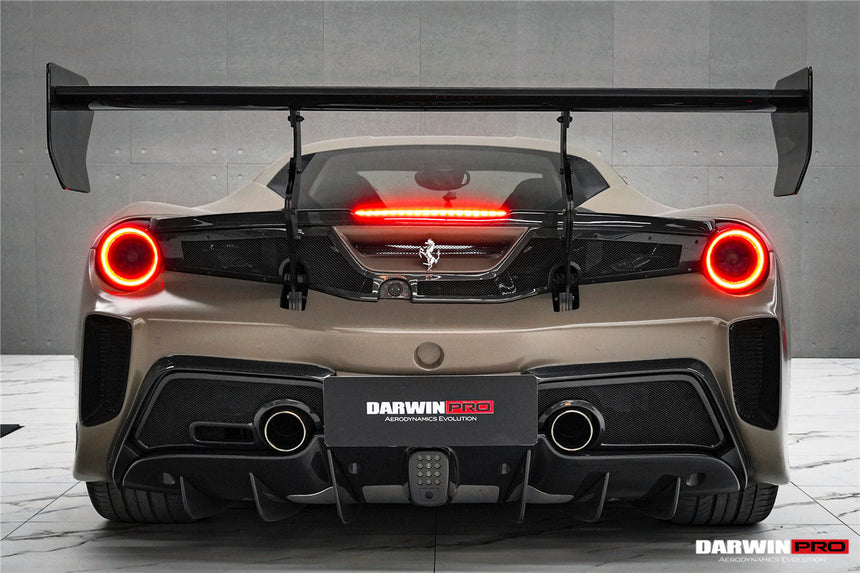 2015-2020 Ferrari 488 GTB Challenge Evo Modena Style Rear Bumper With Deck Lid Wing & Diffuser