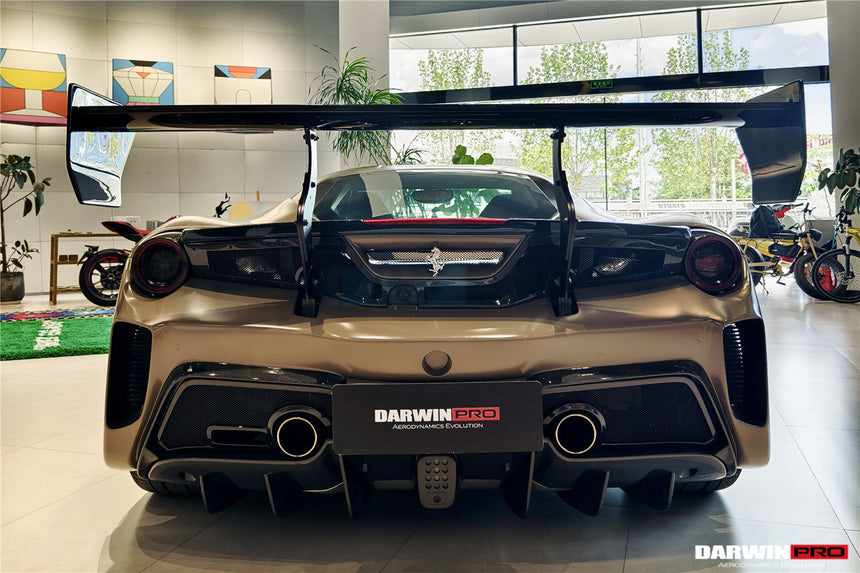 2015-2020 Ferrari 488 GTB Challenge Evo Modena Style Rear Bumper With Deck Lid Wing & Diffuser & Wing