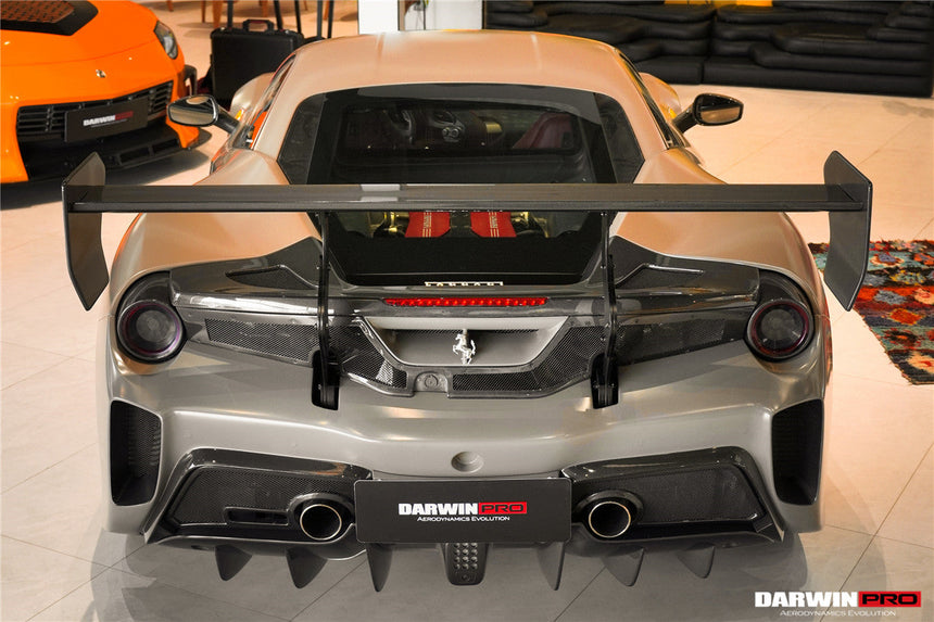 2015-2020 Ferrari 488 GTB Challenge Evo Modena Style Rear Bumper With Deck Lid Wing & Diffuser